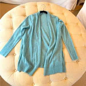 White + Warren pale aqua open cashmere cardigan sweater